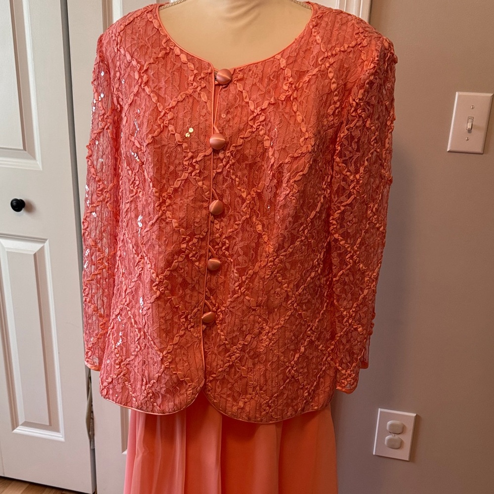 Coral sequin/lace jacket